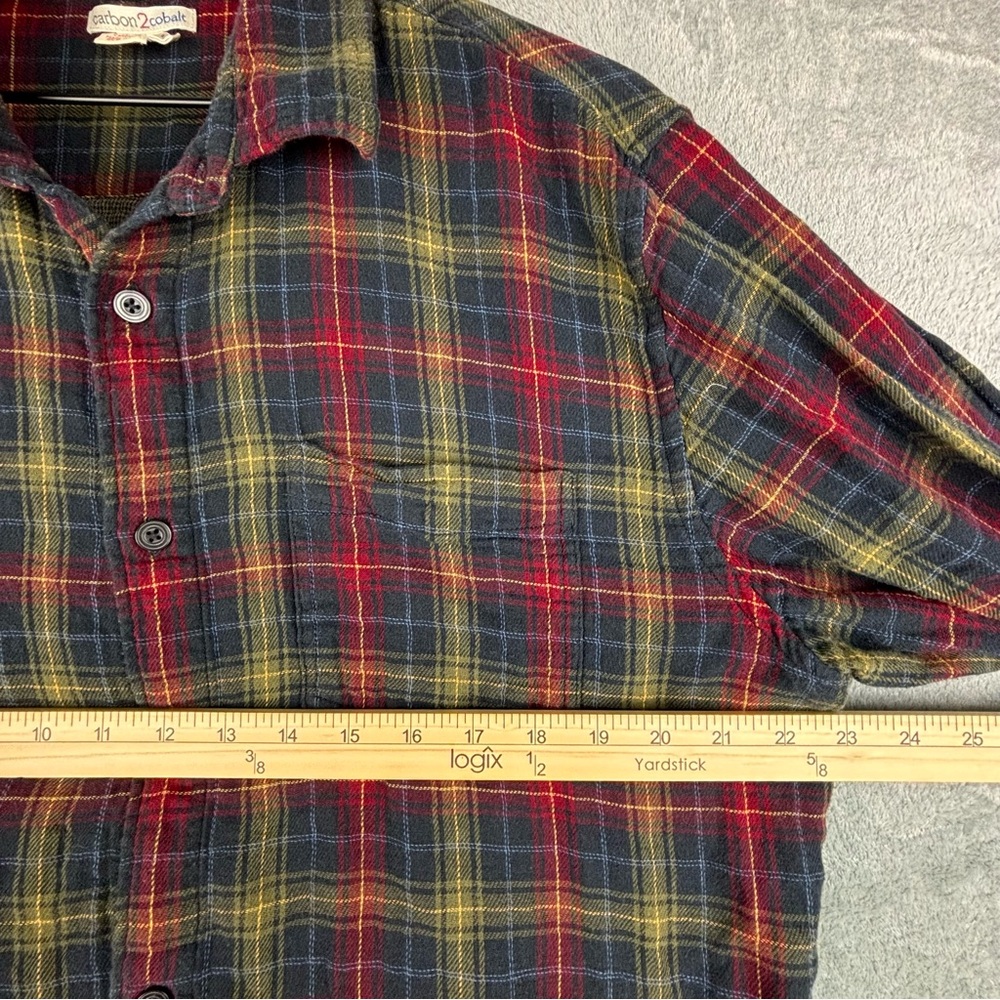 Carbon2Cobalt Shirt Men Large Green Red Plaid Flannel Gauzey Outdoor - Picture 12 of 13